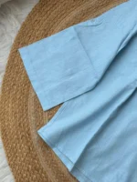 Aqua Blue V neck Remi Cotton Top - Image 2