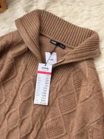 Cable-Knit Half-Zip Sweater with a Shawl Collar - Image 2