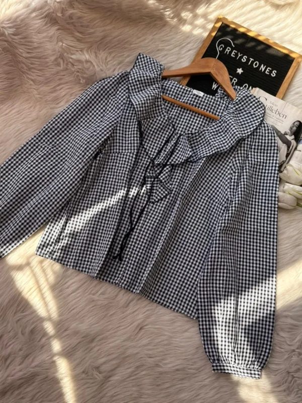 Check Ruffle Top