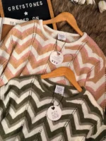 Chevron Zigzag Knit Sweater with a scalloped hem - Image 2
