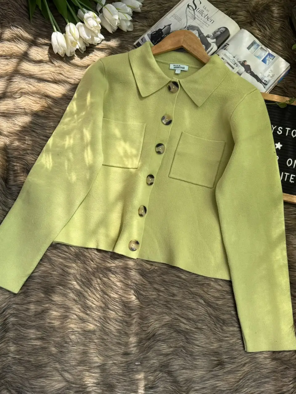 Knitted Shacket Parrot Green Knitted Shacket