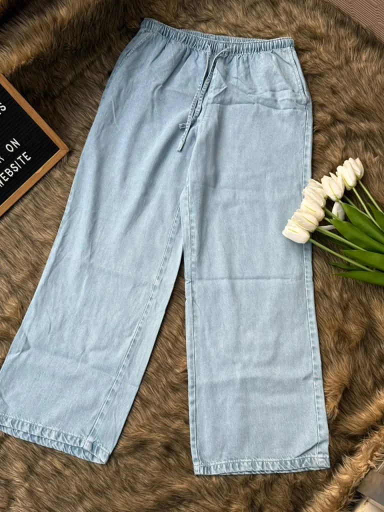 Relaxed fit cotton denim trouser