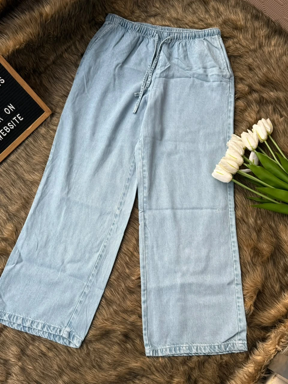 Relaxed fit cotton denim trouser Full. Relaxed fit cotton denim trouser