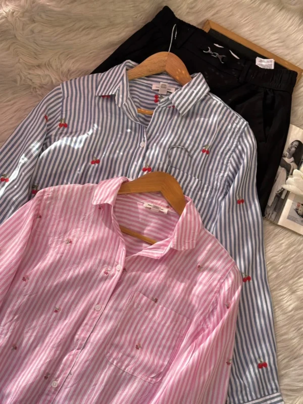 Stripe Embroidered Shirt