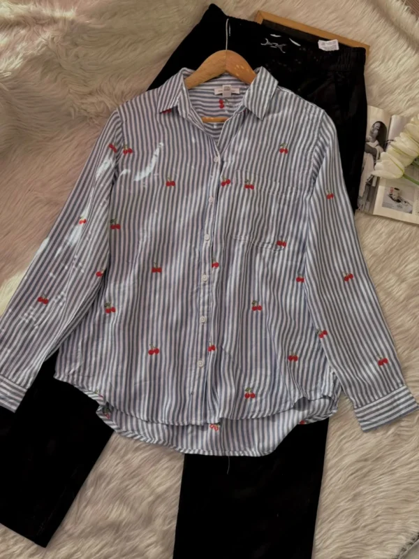 Stripe Embroidered Shirt